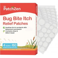 Bug Bite Itch Relief Patches, 160 Count, Natural Hydrocolloid Stickers, Fast Acting Treatment for Kids and Adults, Camping and Travel Essentials