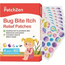 Bug Bite Itch Relief Patches, 160 Count, Natural Hydrocolloid Stickers, Fast Acting Treatment for Kids and Adults, Camping and Travel Essentials