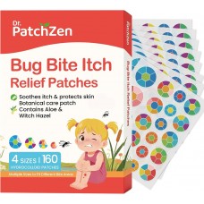 Bug Bite Itch Relief Patches, 160 Count, Natural Hydrocolloid Stickers, Fast Acting Treatment for Kids and Adults, Camping and Travel Essentials