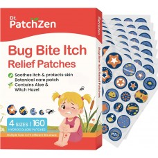 Bug Bite Itch Relief Patches, 160 Count, Natural Hydrocolloid Stickers, Fast Acting Treatment for Kids and Adults, Camping and Travel Essentials